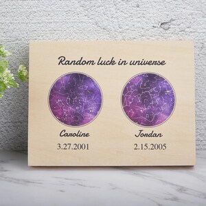 Mapa de constelaciones personalizado, mapa de constelaciones en madera, cielo nocturno personalizado, mapa estelar por fecha, estrellas en la boda, impresión de mapa estelar de cumpleaños