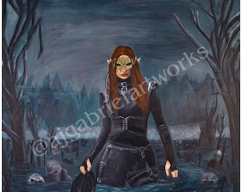 Nesta Archeron-kunstafdruk: ACOTAR fantasieboek fanart