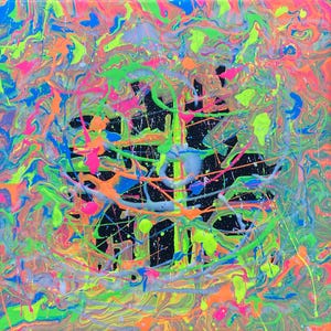 Neon Galaxy Acrylic Pour Painting