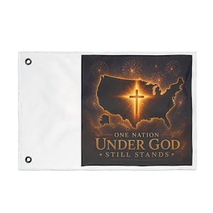 One Nation Under God cross USA map Double Sided Flag | Christian patriotic flag