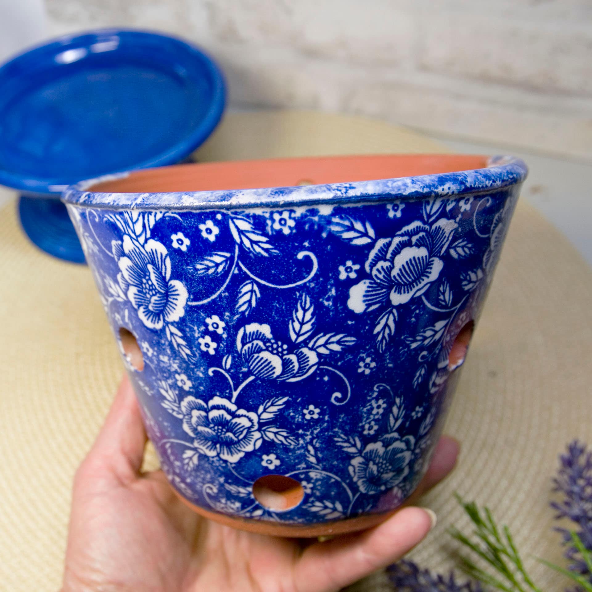 Terra Cotta Orchid Planter With Chinese Motif Design Dark Etsy