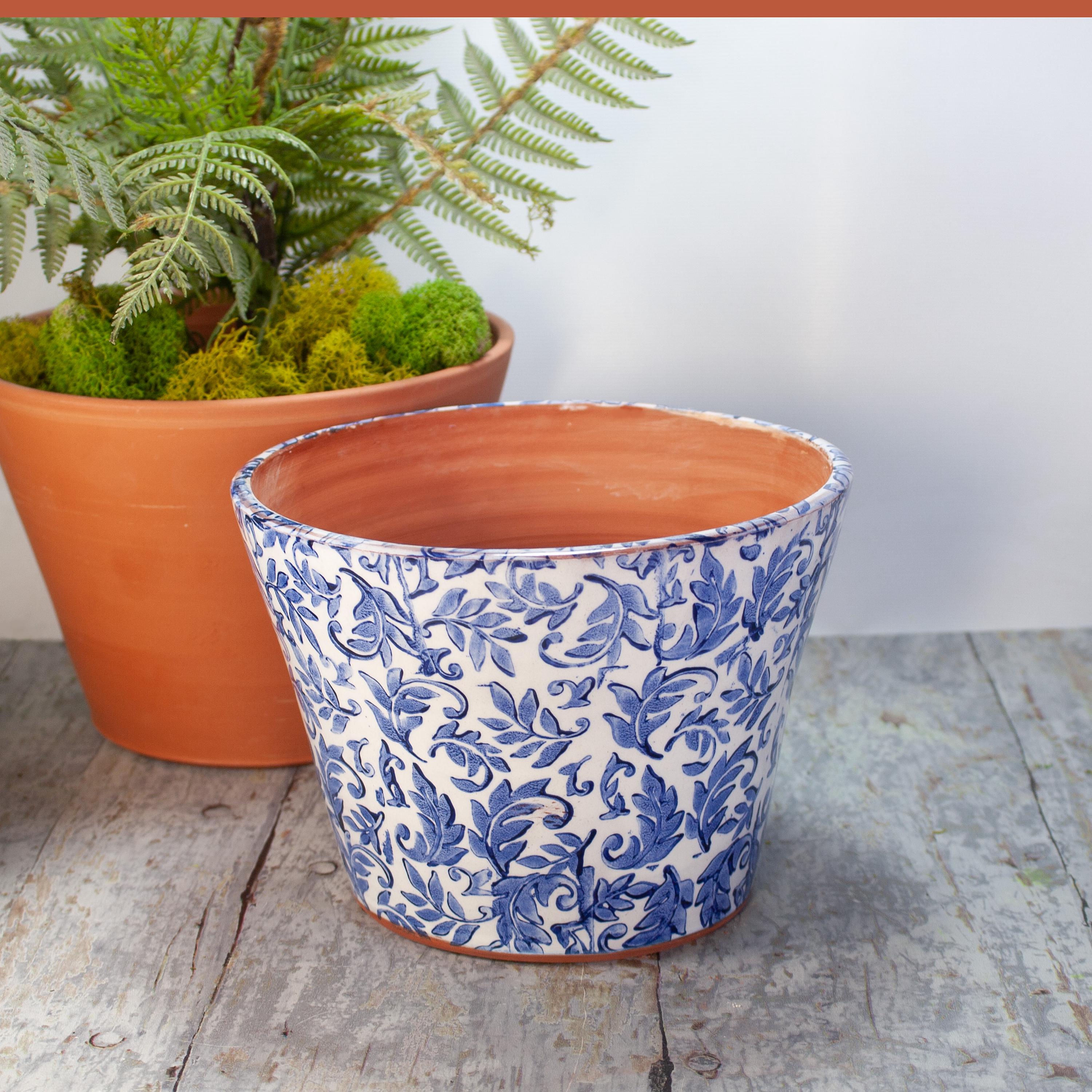 Handmade Cobalt Blue Leaf Planter: Italian Style Terra-cotta Pot - Etsy