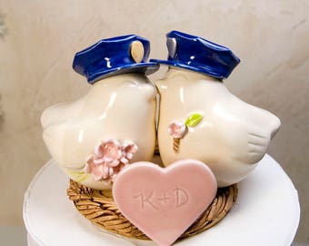 Police Officers Wedding Cake Topper,Two Officers Wedding,Handmade Wedding Keepsake Sculpture,Gift for Couple,Names and Wedding Date Engraved