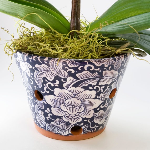 Modern ceramic vase Unique white orchid pot. Handmade orchid planter