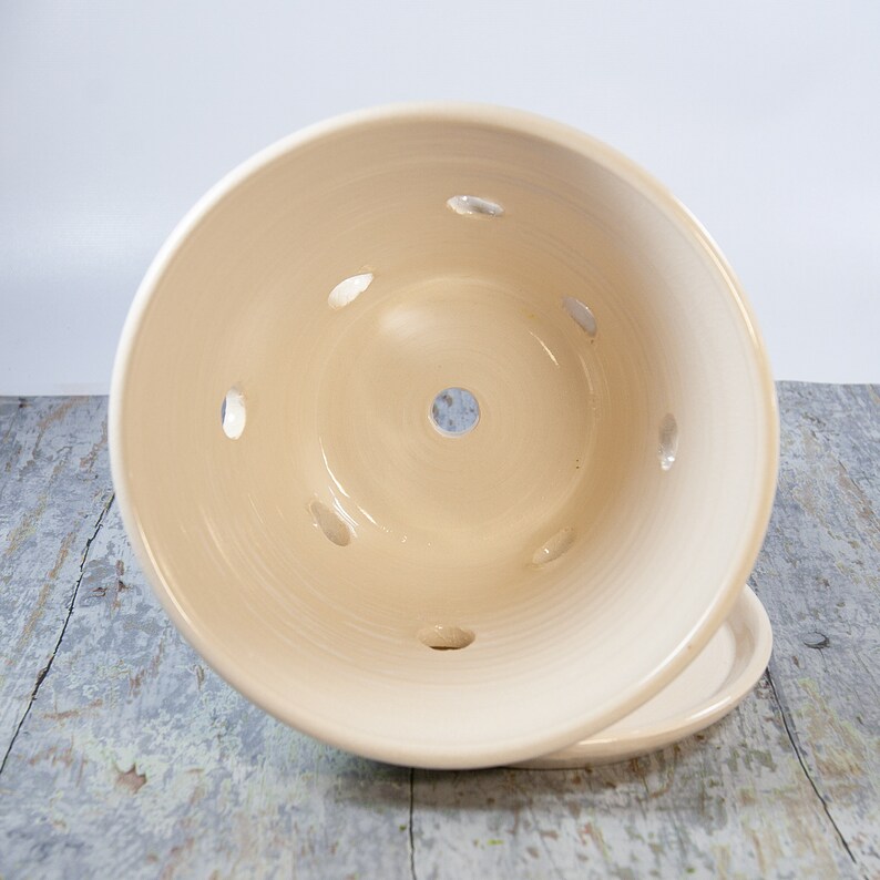 Handmade Orchid Planter with Saucer: 6 Inch Ivory Ceramic Pot image 3