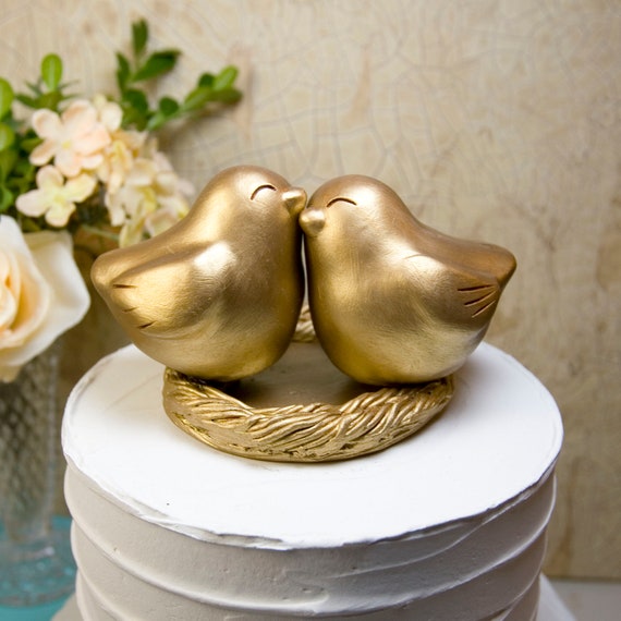 1 x Decorativo Oro Novios Topper con Boquet De Flores Y Anillos