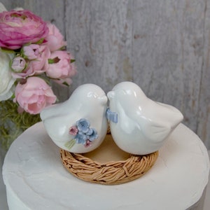 Handmade Love Bird Wedding Cake Topper: Glazed Ceramic Keepsake