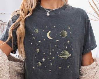 Comfort Colors Astrology Shirt, Spiritual Shirt, Aesthetic Shirt, Moon Shirt, Celestial Shirt, Mystical Tee, Moon Phase Shirt, Astronomy Tee