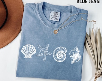 Comfort Colors SeaShell Shirt, Beach T-Shirt, Ocean Lover Shirt, Summer Woman Shirt, Aesthetic Shirt, Ocean Lover Gift, Gift For Woman