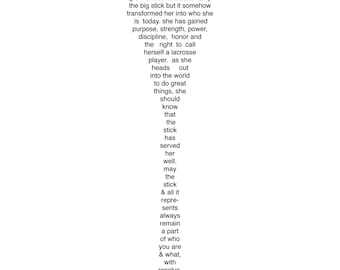 Ladies LaCrosse Poem for Graduates or Gift