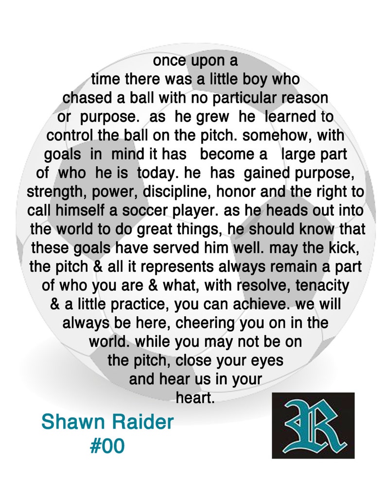 Custom Soccer Poem for Grads, Seniors Men or Ladies, Senior Night Poem