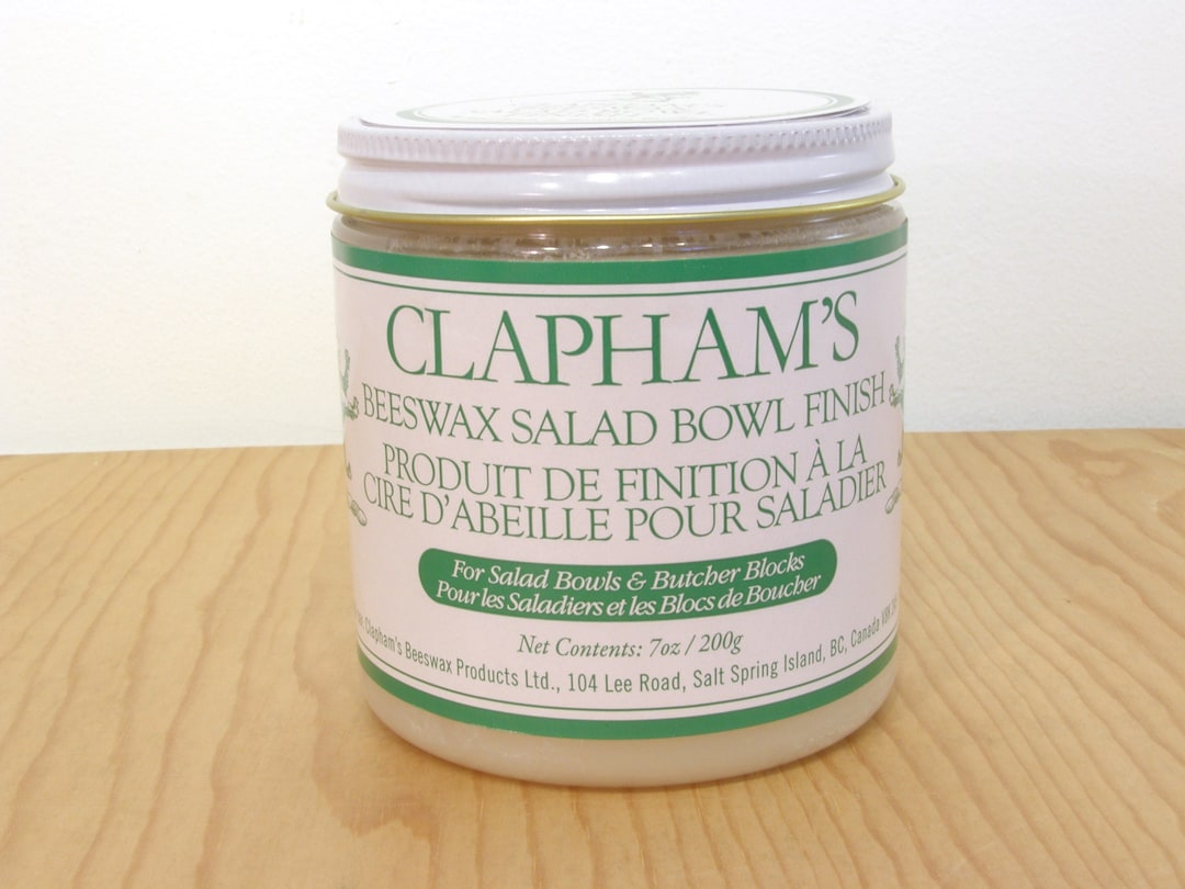Clapham's Beeswax Salad Bowl Finish, 200 Gram Jar, Cutting Board Finish, Edible Wood Finish