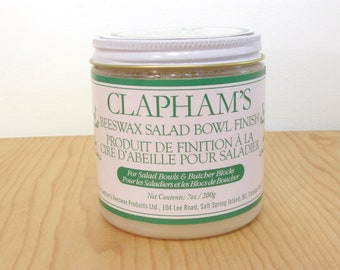 Clapham's Beeswax Salad Bowl Finish, 200 gram jar, cutting board finish, edible wood finish, beeswax wood finish, wood polish, wood sealer