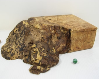 Birdseye Maple Burl Box (87 Cu. In.) valet box, 5th anniversary gift, wood jewelry box, keepsake box, wood urn, pet urn, cremation urn