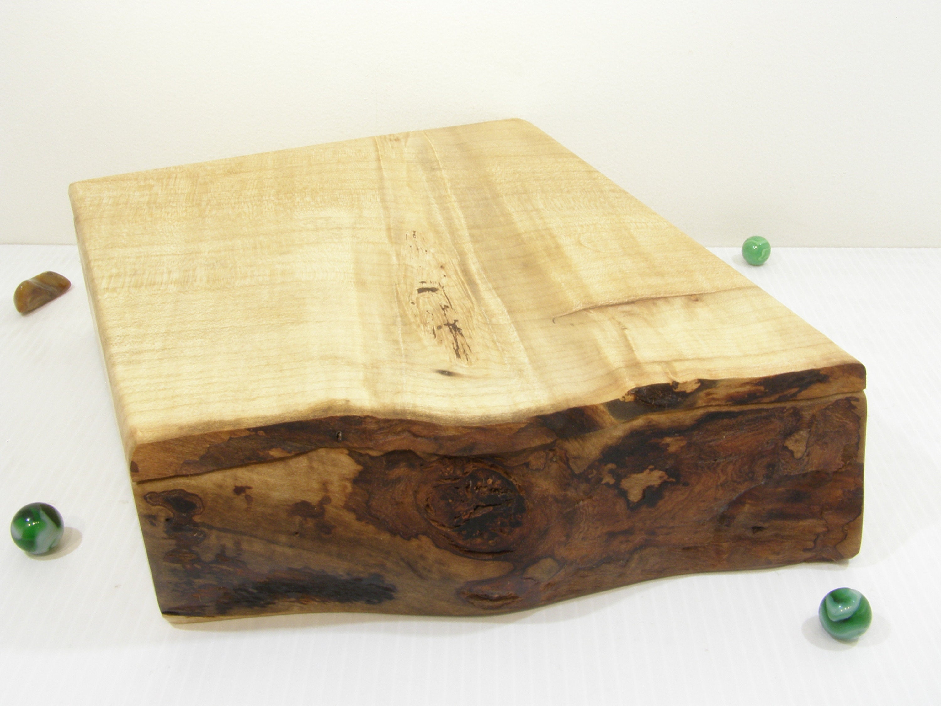 Natural Wood Live Edge Mens/ Jewelry/Picture/Storage Box 13x7x3.5 Inch  Handmade