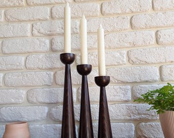 Ash Wood Candle Holder Set: Scandinavian Rustic Home Decor