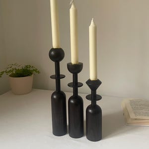Wooden candle holder Set of 3 candlesticks Scandinavian style candle stand pillar candle holder rustic gift  Home decor  gift for  holiday