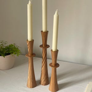 Wooden candle holder Set of 3 candlesticks Scandinavian style candle stand pillar candle holder rustic gift  Home decor  gift for  holiday
