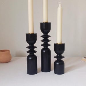 木製キャンドルホルダー キャンドルスティック3個セット ナチュラルなインテリア 母への新築祝いのギフト 素朴でモダンなインテリア