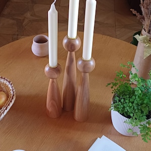 Wooden candle holder Set of 3 candlesticks Scandinavian style candle stand pillar candle holder rustic wedding gift  Home decor holiday gift