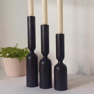 Wooden candle holder Set of 3 candlesticks Scandinavian style candle stand pillar candle holder rustic gift  Home decor  gift for  holiday
