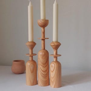Kerzenständer 3er Set Skandinavisch Wohn Dekor Urlaub Dekor rustikal Geschenk für sie Kerzenhalter Kerzenhalter aus Holz Geschenk Taper Leuchter