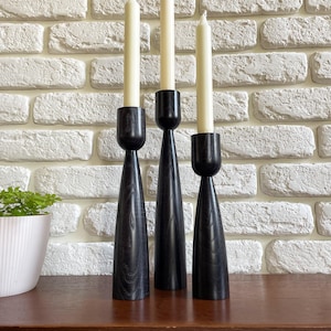 Wooden candle holder Set of 3 candlesticks Scandinavian style candle stand pillar candle holder rustic gift  Home decor  gift for  holiday