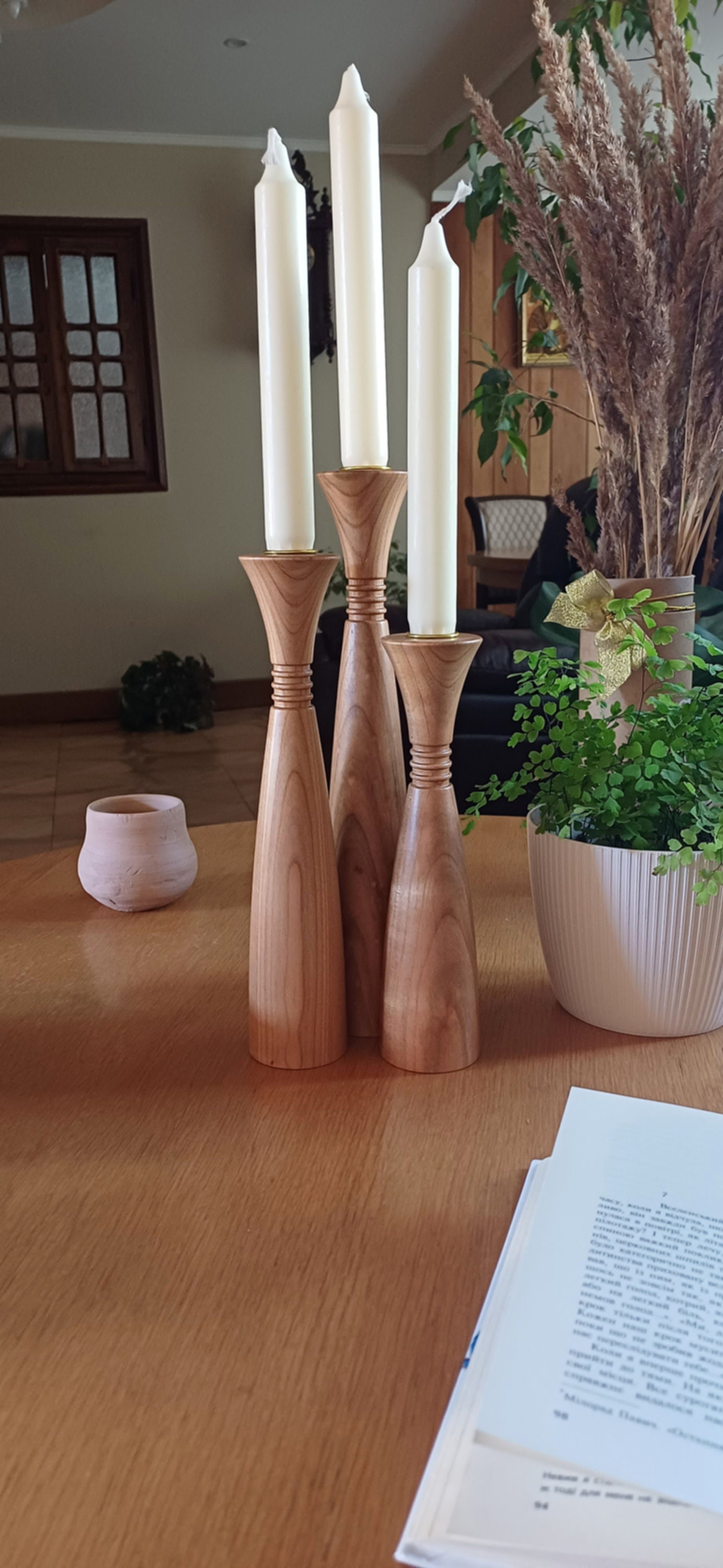 木製キャンドルスティック3個セット ホームテーブルデコレーション