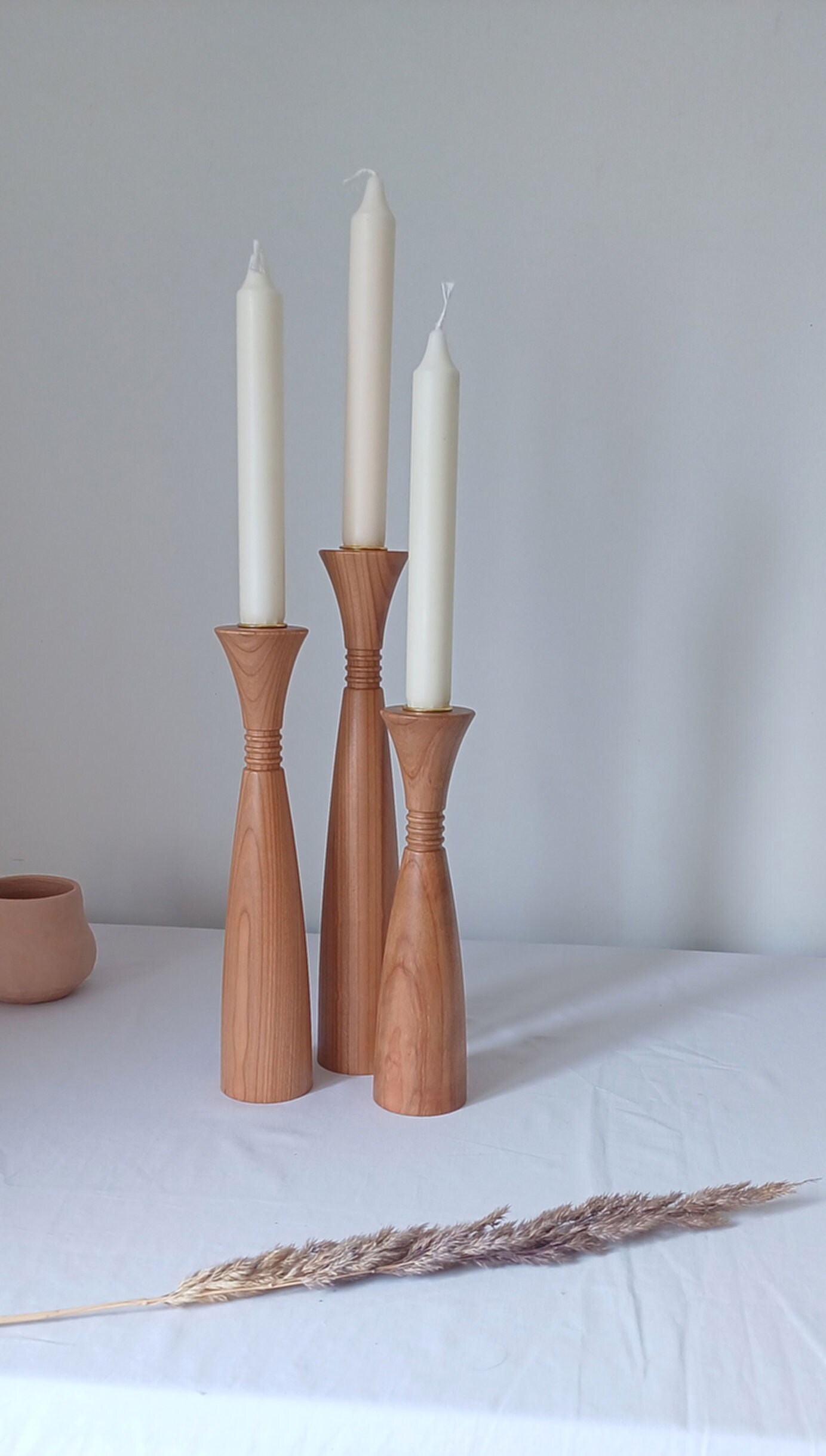 木製キャンドルスティック3個セット ホームテーブルデコレーション