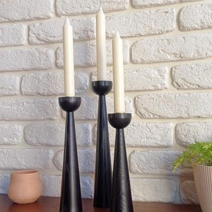 Wooden candle holder Set of 3 candlesticks Scandinavian style candle stand pillar candle holder rustic gift  Home decor  gift for  holiday