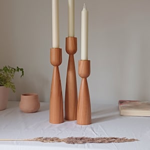 Kerzenhalter aus Holz 3er Set Kerzenständer Kerzenständer Kerzenständer rustikale Dekoration Weihnachtsgeschenk skandinavischer Stil Teelicht Hochzeitsgeschenk