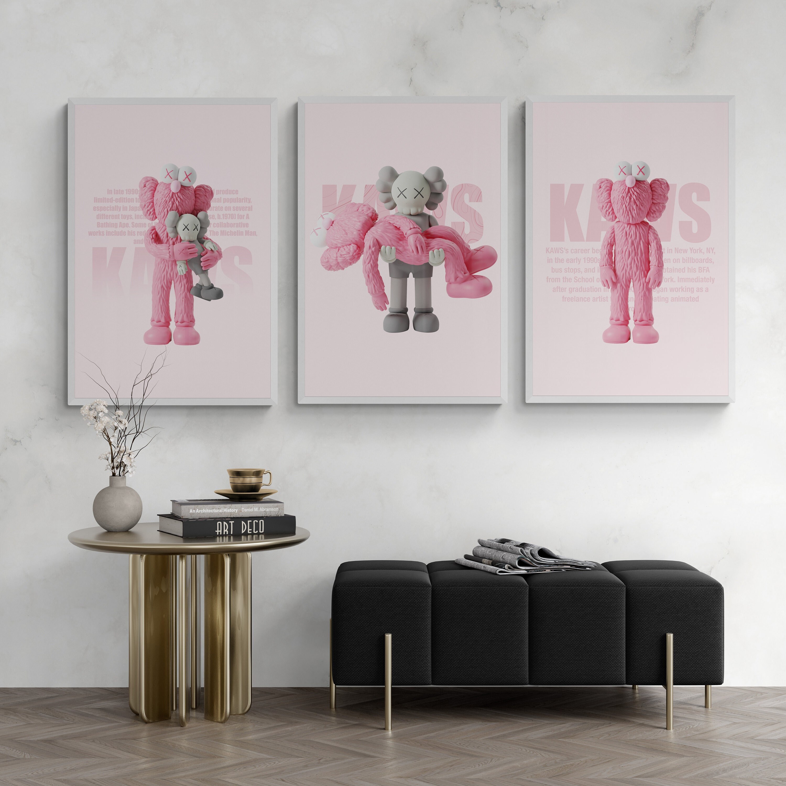 ★新春福袋2024★ Pink and Grey Kaws Art - Etsy 版画