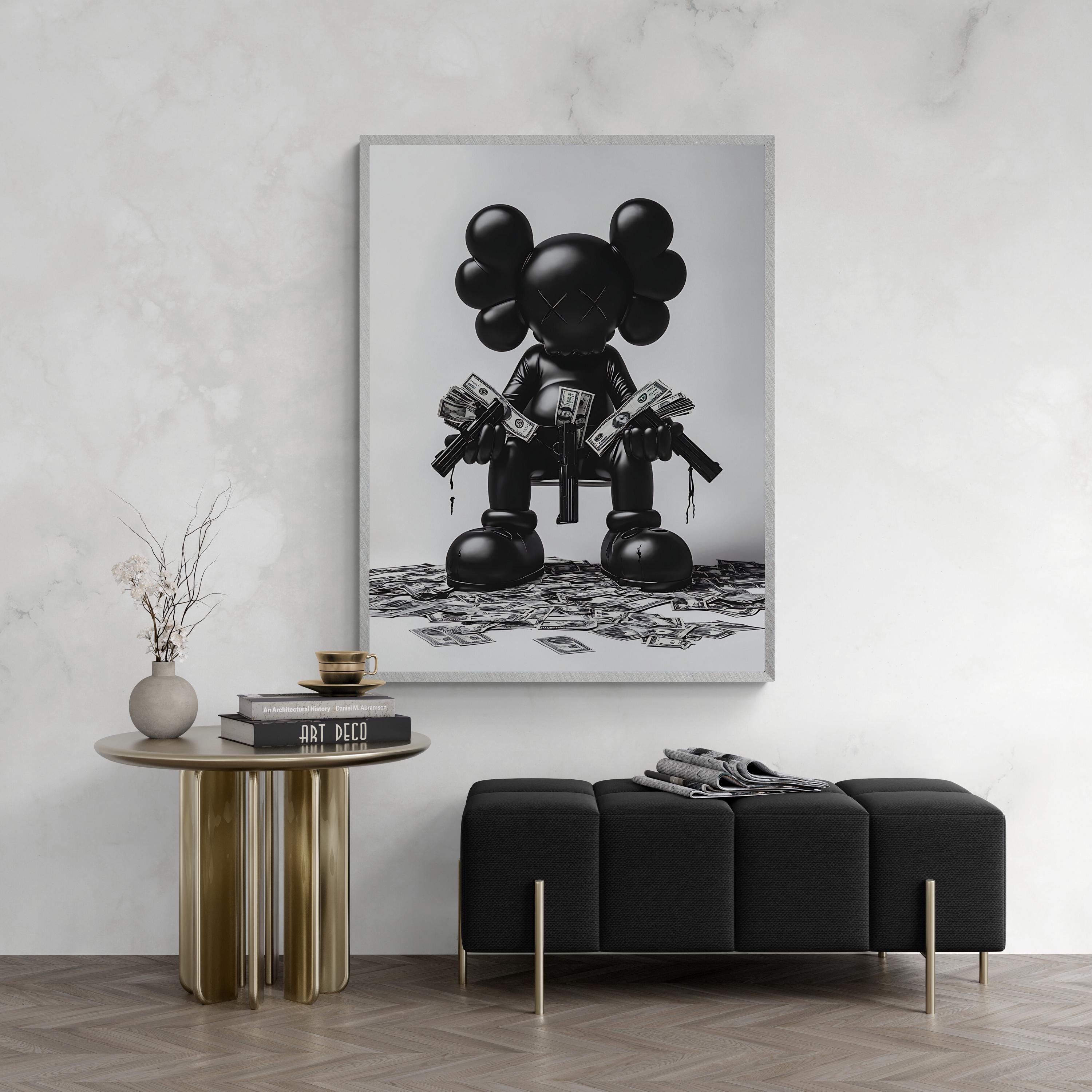 Kaws Gun/money Poster, Hypebeast Toys Poster, Figure Kaws Gun/money Poster, Hypebeast Toys Poster, Figure