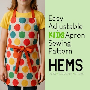 Easy Kids Apron Sewing Pattern - Childs Beginners Easy Adjustable Childrens Apron | Downloadable PDF Sewing Pattern
