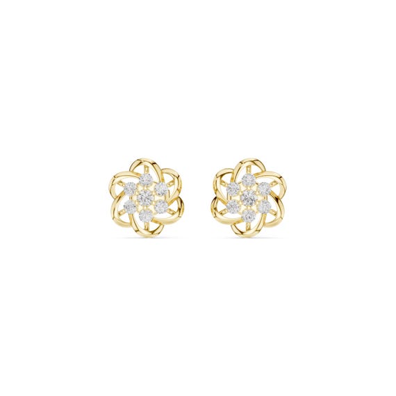 18K Gold Moissanite Flower Earrings: Bridal Studs