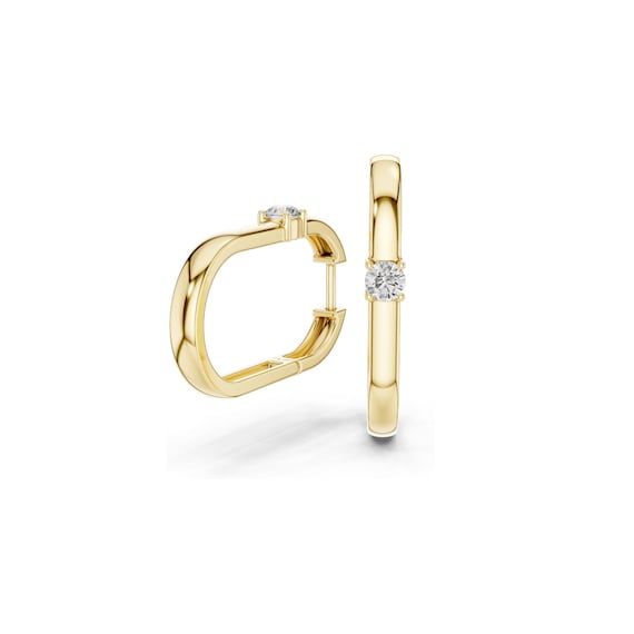 18K Gold Hugie Earrings: Moissanite Sparkle for Everyday Wear