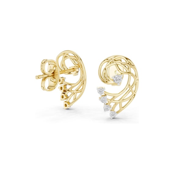 Gold Moissanite Earrings: Elegant and Detailed (Diamond Accents)