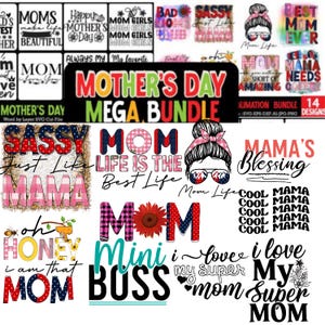 HUGE Mother&#39;s Day SVG PNG Bundle, Retro Mama Sublimation Designs, Mom Quotes SVGs, Cricut & Silhouette Cut Files, Blessed Mama Designs