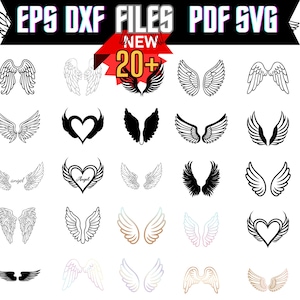 Angel Wings SVG Bundle | Angel Clipart | Angel Wing Silhouettes | Spiritual Svg | Memorial SVG | Heaven Wings PNG | Cricut Silhouette Files