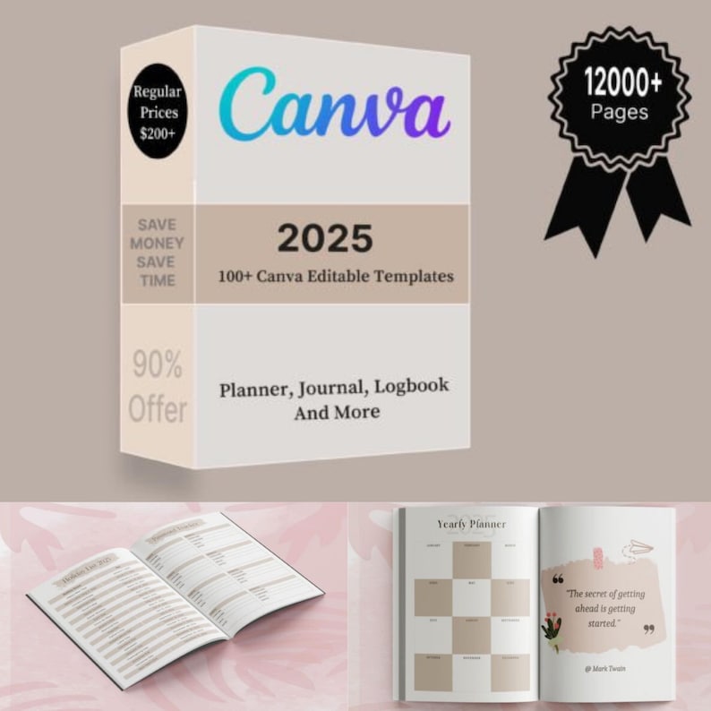 100+ Editable KDP Canva Templates | 2025 Low Content Book Interiors for Amazon KDP | Journals, Planners, Trackers & More image 1