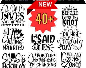 Wedding SVG Bundle | Bride Groom Clipart | Mr and Mrs Quotes | Cricut Files | Instant Download | Wedding Silhouettes