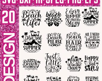 Beach Funny SVG Bundle, Summer Vacation Quotes, Beach Life PNG, Cricut Files, Sublimation for Shirts, Coastal Clipart