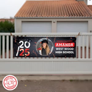 Personalized Graduation Banner, Personalized Banner, Party Backdrop, Photo Banner, Graduation Banner, Class of 2025 Banner, Graduation Decor