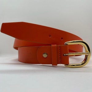 Orange full-grain leather belt