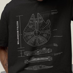 Unisex, Millennium Falcon Blueprint Shirt - star vars, Millennium Falcon, star wars shirt, Millennium Falcon shirt