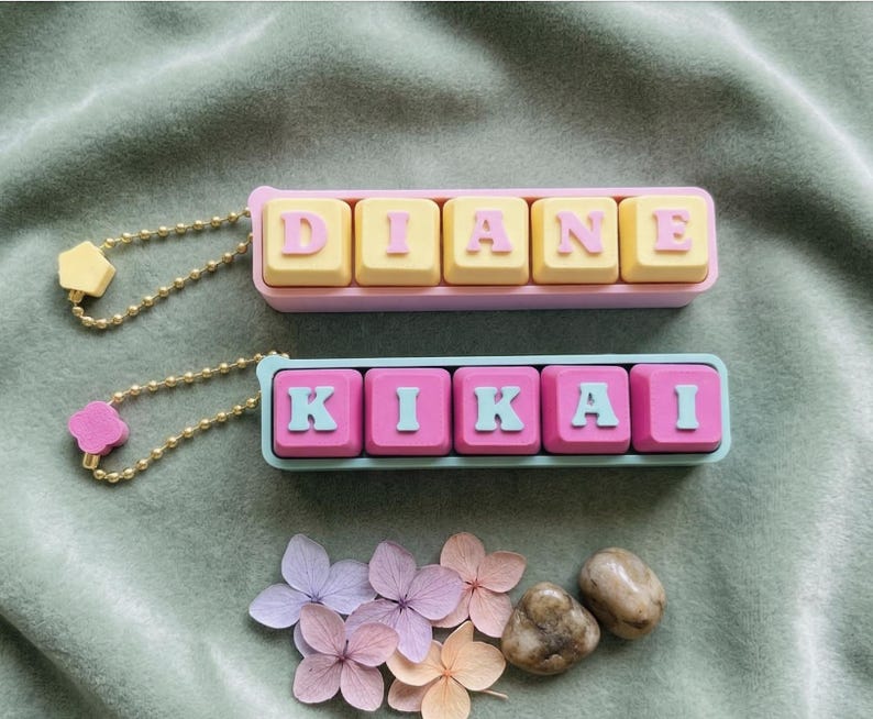 Custom Name Keychain, Mechanical Keyboard Keycaps, 3D Printed Accessory ...