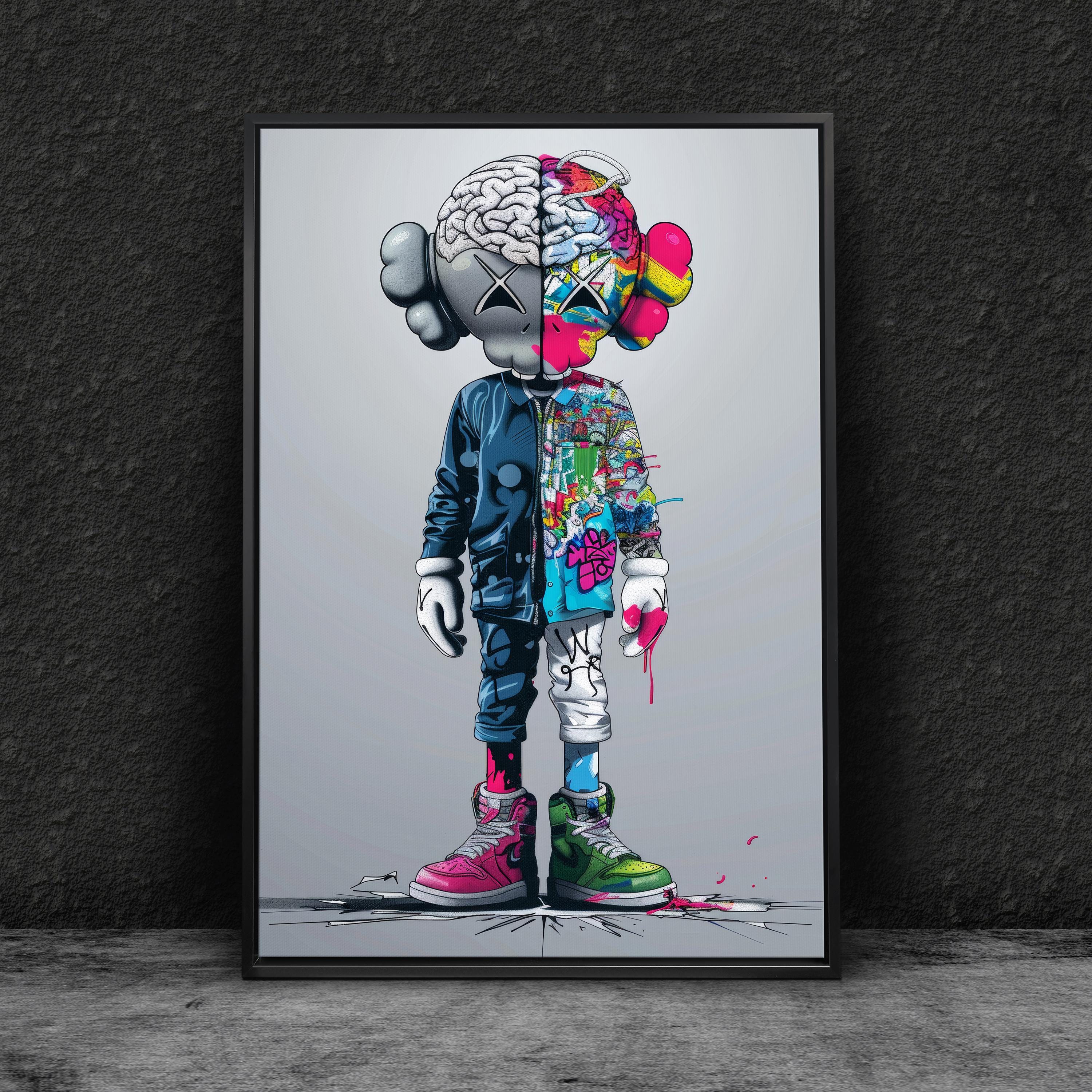 Wall mural Kaws - Bearbrick Bear, Pop Art, Graffiti art, Canvas Art, Banksy, Picture Art Wall Design, Ready to Hang, Wall Art