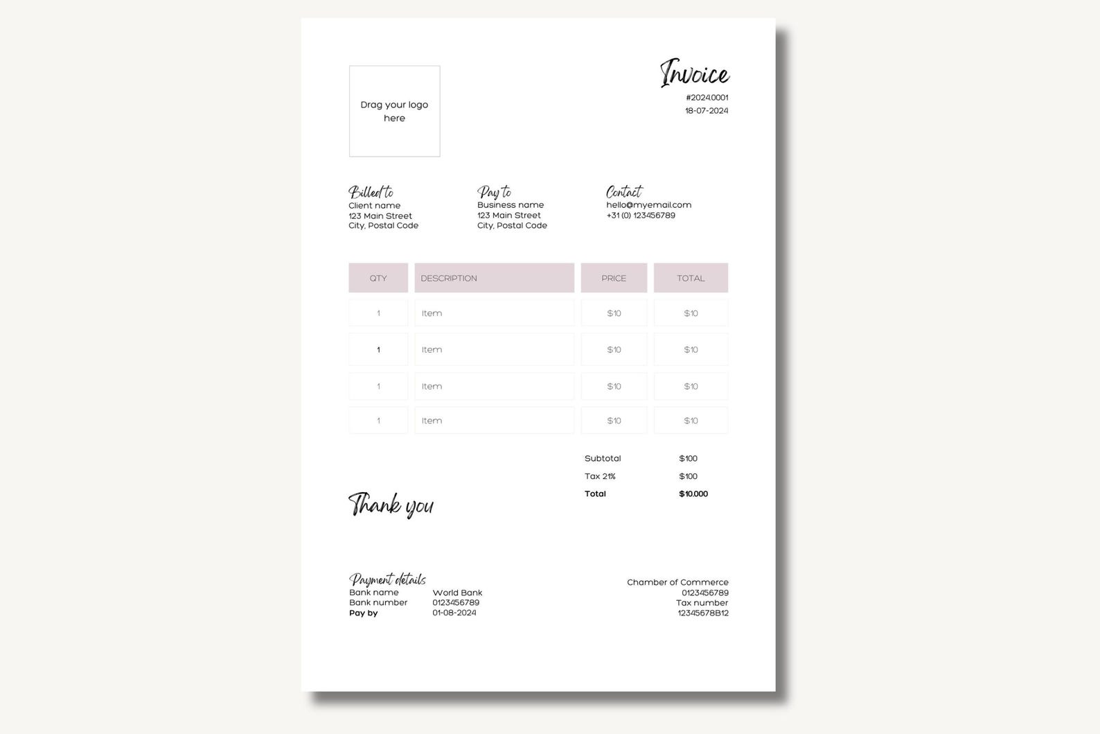 Invoice Template Editable, Business Invoice, Fancy Invoice Template ...