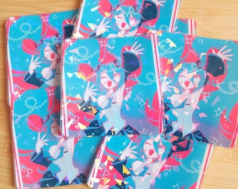 Pegatinas holográficas cuadradas de PET de VOCALOID HATSUNEMIKU