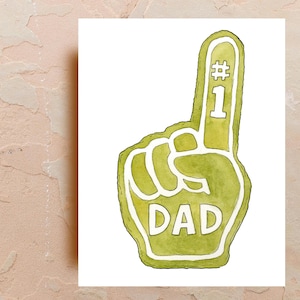 Watercolor Father&#39;s Day Foam Finger Card, Father&#39;s Day Card, Whimsical Greeting Card, Art Cards, Funny Card, Blank Card, by Samun Arts
